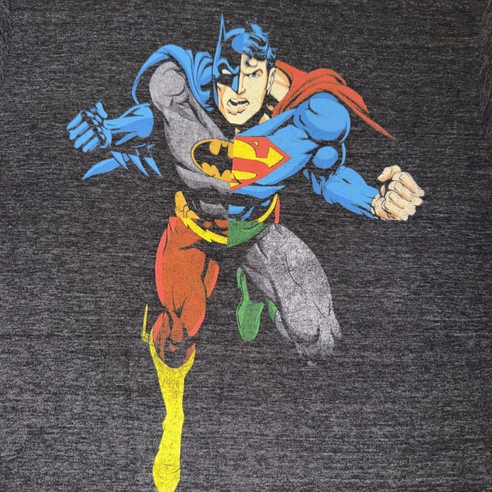 Justice‎ League Batman Superman Split Graphic T-Shirt Men's M DC Comics